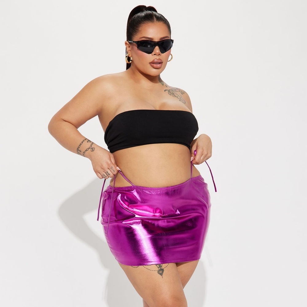 So Tempting Metallic Faux Leather Mini Skirt